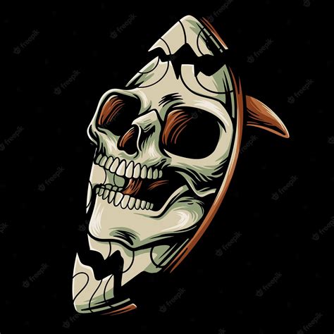 Premium Vector Surfboard Skull Illustration