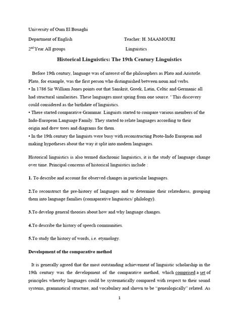 Historical Linguistics Pdf Linguistics Philology