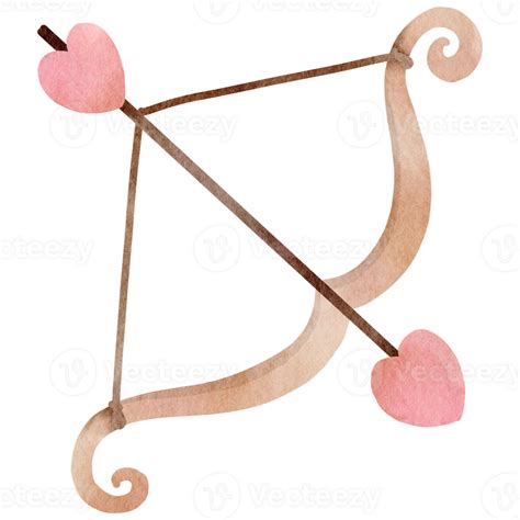 Watercolor Bow Arrow Heart 36488428 Png