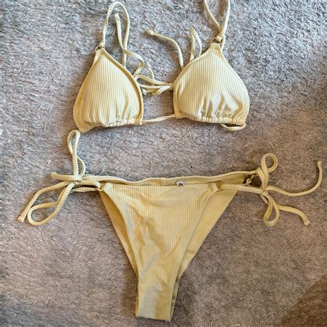 Yellow Aerie Bikini With Padding Not Sold On Depop
