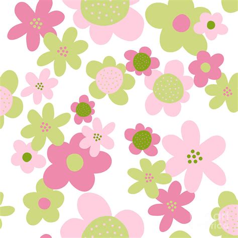 Pink Summer Flowers Surface Pattern Design Digital Art By Patricia