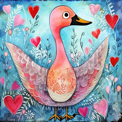 Valentine Duck Heart Art Print Free Stock Photo Public Domain Pictures