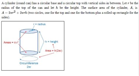 Solved A Cylinder Round Can Has A Circular Bas Solutioninn