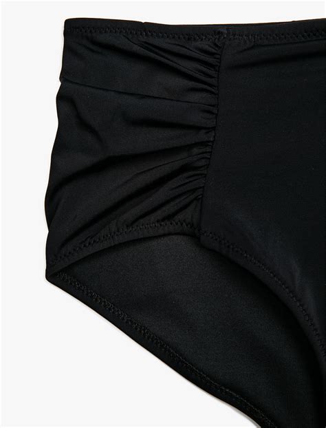 Siyah Kadın Yüksek Bel Bikini Altı Yanları Büzgü Detaylı SAK BM Koton