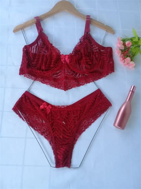 Conjunto Plus Size Sexy Em Renda Aro Lingerie Feminina Rosatha