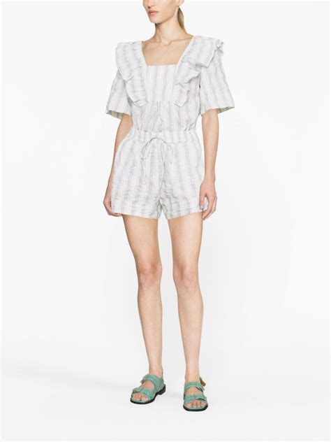 Ganni Striped Seersucker Shorts Farfetch