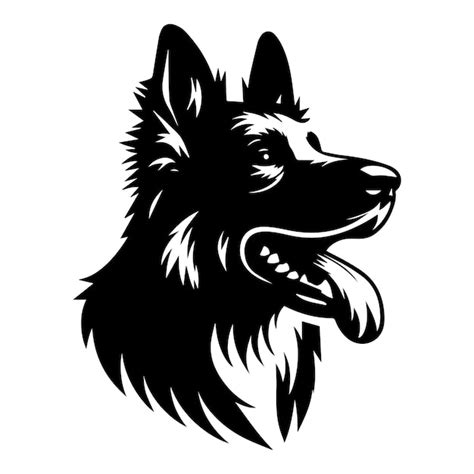 O Prazer Do Pastor Alemão Clipart Em Preto E Branco Vetor Premium