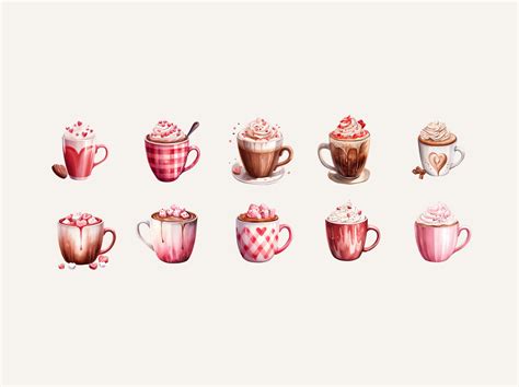 Hot Chocolate Clipart Valentine S Day Hot Cocoa Pink Etsy