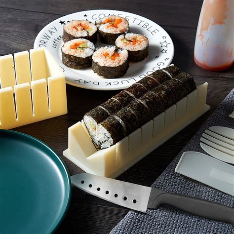 Buy Sushi Making Kit, SKYSER 10 Pieces Complete Sushi Maker Kit Plastic ...