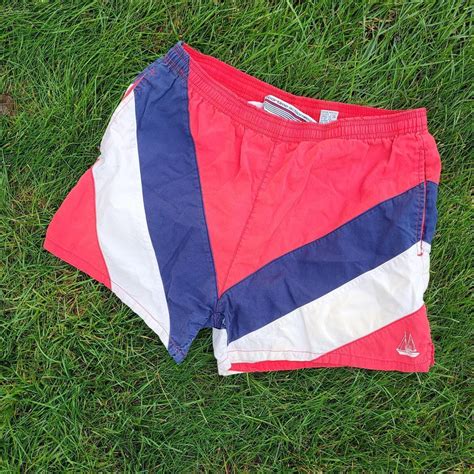 Vintage 80s Colorblock Swim Trunks Free Shipping Usa Depop