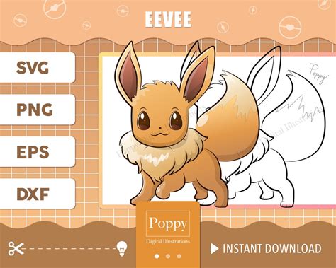 Eevee Svg Silhouette Png Dxf Clipart Eps Pokemon Etsy