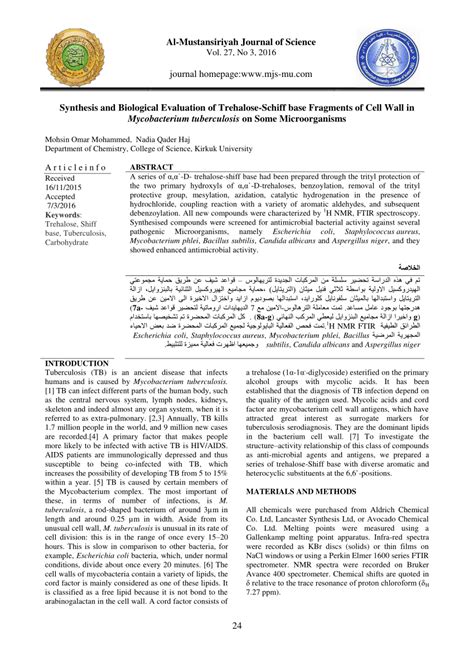 PDF Synthesis And Biological Evaluation Of Trehalose Schiff Base