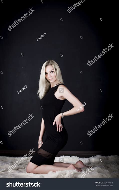Sexy Blonde Beautiful Dress 스톡 사진 지금 편집 703040218