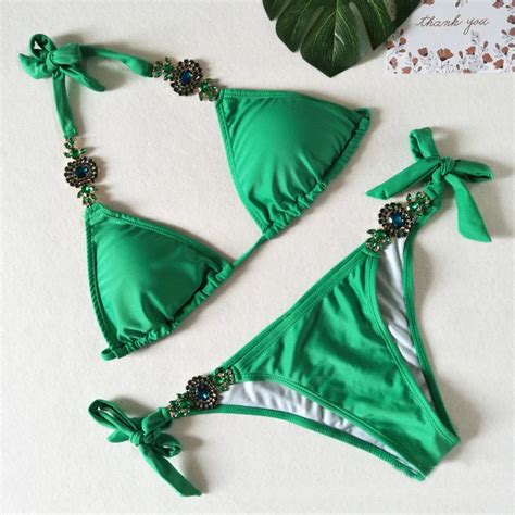 Bikini Sexy De Lujo Para Mujer Traje De Ba O De Diamantes Bikini Con Lentejuelas Y Diamantes De