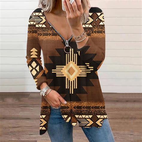 Zanvin Fall Shirts Sales Clearance Women Autumn Retro V Neck Zipper