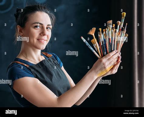 Tools Art Talent Beautiful Woman Painter Portrait Stock Photo Alamy