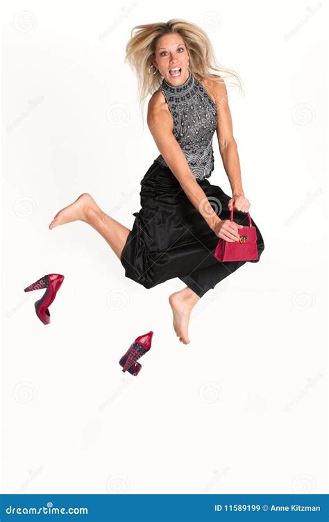 Blonde Woman Jumping Stock Image Image Of Scream Female