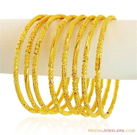 Gold Filigree Bangles Set Of 8 BaSt15110 Bangles Set Of Bangles