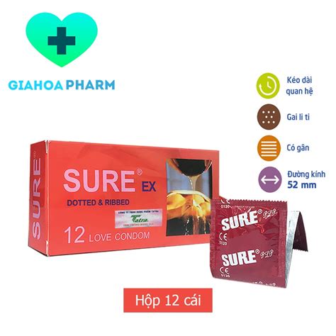 Bao Cao Su Sure Ex Malaysia Hộp 12 Cái Bcs Gia đình Mỏng Bề Mặt Nhám Gai Nhỏ Tạo Cảm Xúc