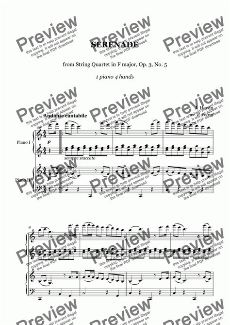 Haydn Serenade Op3 No5 1 Piano 4 Hands Download Sheet Music Pdf