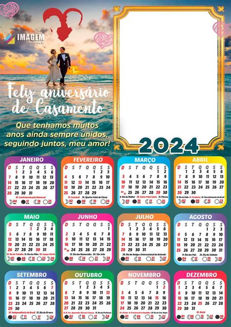 Calendário 2024 Feliz Aniversário de Casamento