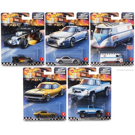 Coleção Completa 5 Miniaturas Hot Wheels Boulevard 1 64 Hot Wheels Premium em Promoção
