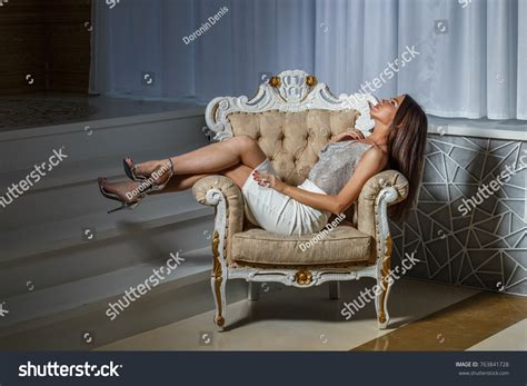 Beautiful Girl Brunette Skirt Blouse Posing Stock Photo 763841728 Shutterstock