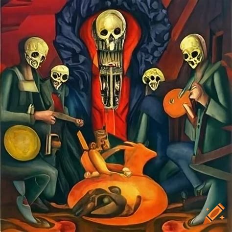 Santa Muerte Voodoo Loa Lithograph By Willi Sitte And Diego Rivera On