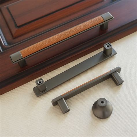 Brown Leather Drawer Pulls Etsy