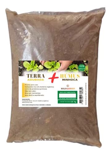 Terra Vegetal Adubada Substrato Húmus Minhoca Orgânico 20kg MercadoLivre