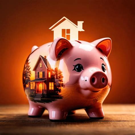 Premium Photo Double Exposure Of Piggy Bank And House Showing Saving