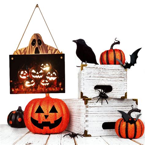 Happy Halloween Hanging Signs Decorations,LED Ambient Light Pumpkin ...