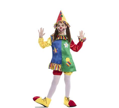 Costume Da Pagliaccio Multicolore Per Bambina