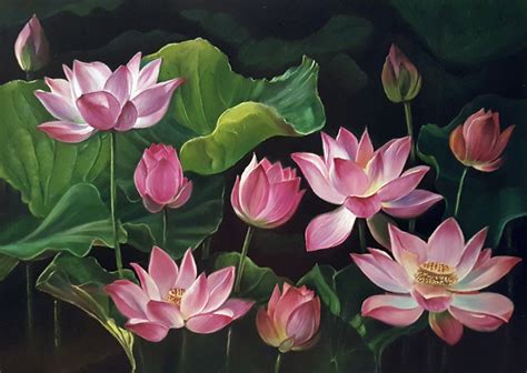 "Лотосы" в стиле Академический рисунок, графика, живопись