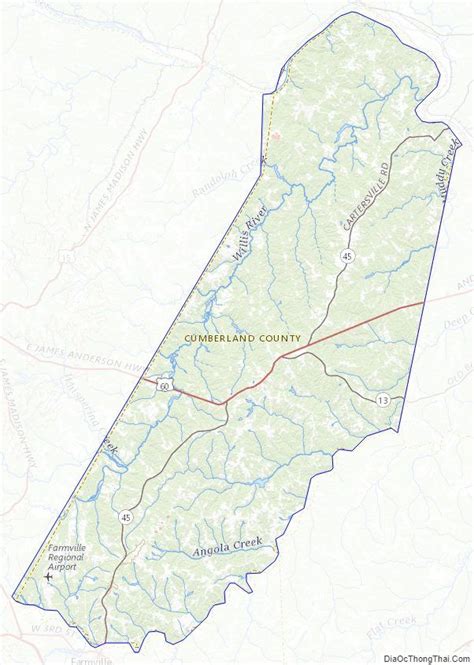 Topographic Map Of Cumberland County Virginia Mid Atlantic States