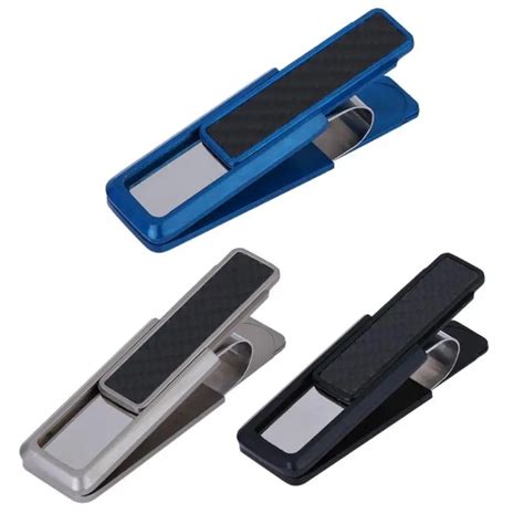 Double Sided Push Clip Carbon Fiber Stainless Steel Alloy Purse Card