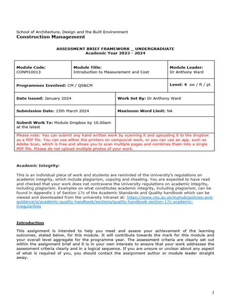 QA3A - Assessment Brief Framework CW 2 (Revised) 2023-24 (CONM10013 ...