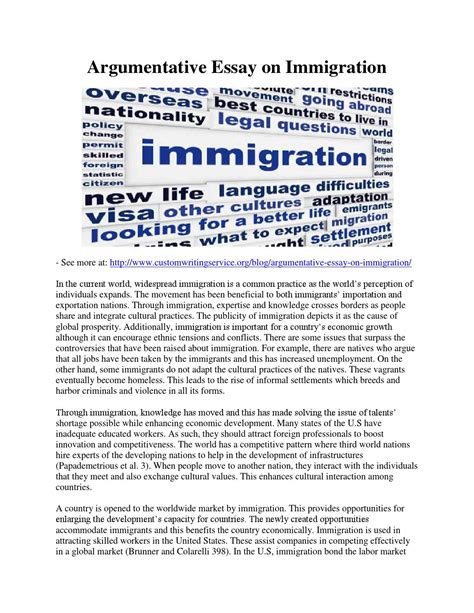 Argumentative Essay On Immigration By Custom Writing Services Issuu