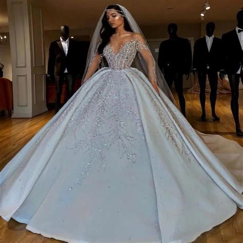 Dubai Arabic Sparkly Ballgown Wedding Dress 2019 Plus Size Sweetheart