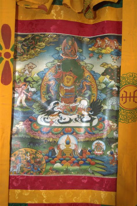 Thangka Painting Of Zambala Or Kubera In The Tashi Dhedhending