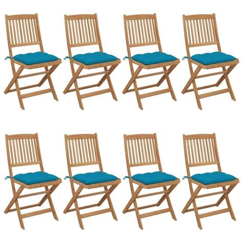 HOT MAISON Lot de 8 Chaise d extérieur pliables avec coussins Chaise de jardin Fauteuil de