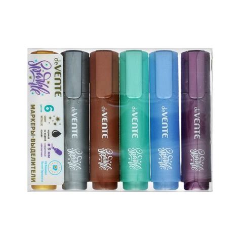 Набор маркеров текстовыделителей 6 цветов, 5.0, deVENTE Sparkle ...