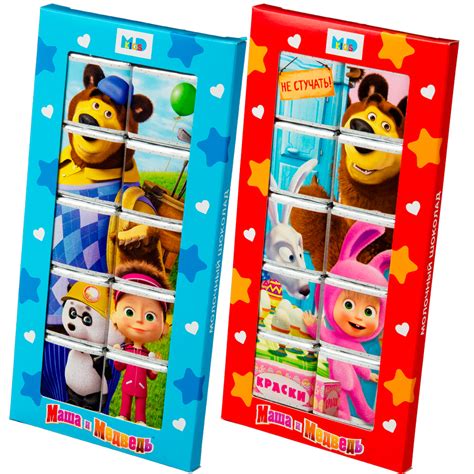 Шоколадный набор "Маша и Медведь" Монетный двор, молочный, 2 шт. по 50 ...