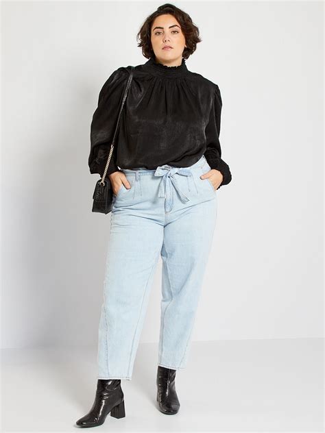 Pantalon En Denim Avec Ceinture Bleu Kiabi 25 00