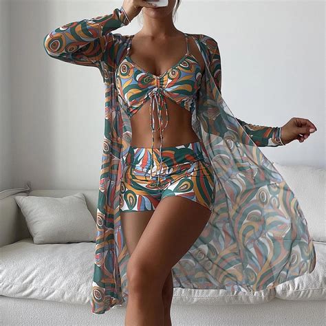 Yuwull Bathing Suit For Women Piece Swimsuit Set Drawstring Bikini