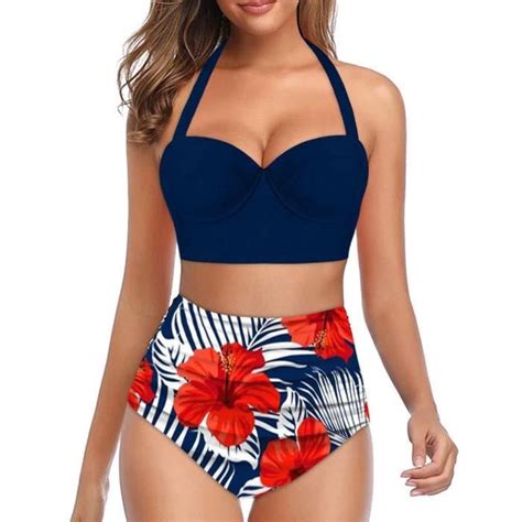 MAILLOT DE BAIN Ensemble de bikini deux pièces sans fil rembourré soutien gorge maillot de style