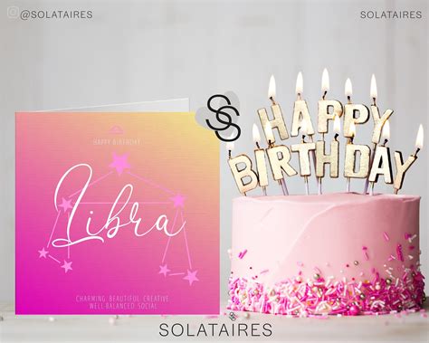 Libra Zodiac Birthday Card, Celestial Birthday Card, Horoscope Cards