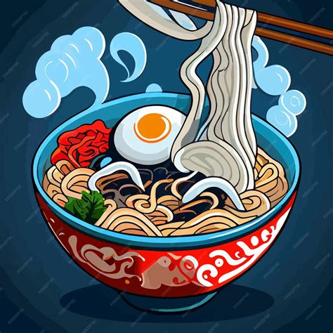 Premium Vector Delicious Ramen Noodles With Egg Doodle Illustration