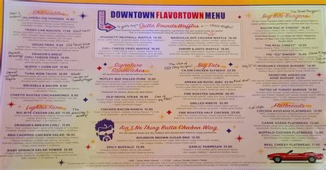 Menu at Downtown Flavortown restaurant, Pigeon Forge