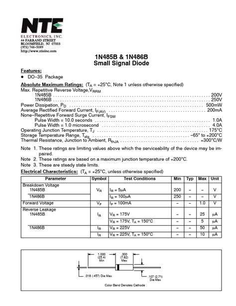 1N486B NTE Diode Hoja de datos Ficha técnica Distribuidor